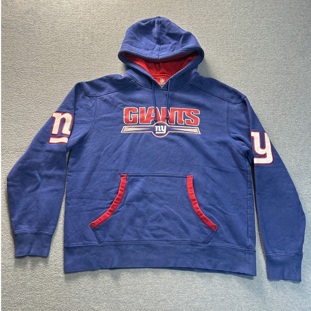 New York Giants NFL Sweatshirt Mens Medium Blue Red Pullover Hoodie Football